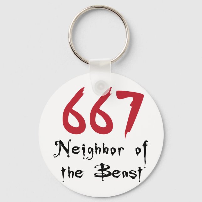 667 Neighbour of the Beast Key Ring (Front)