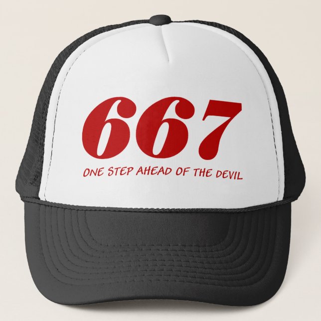 667 - One Step Ahead Of The Devil Trucker Hat (Front)