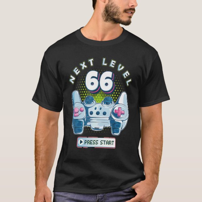66 Birthday Gamer Next Level 66 Gaming Controller  T-Shirt (Front)