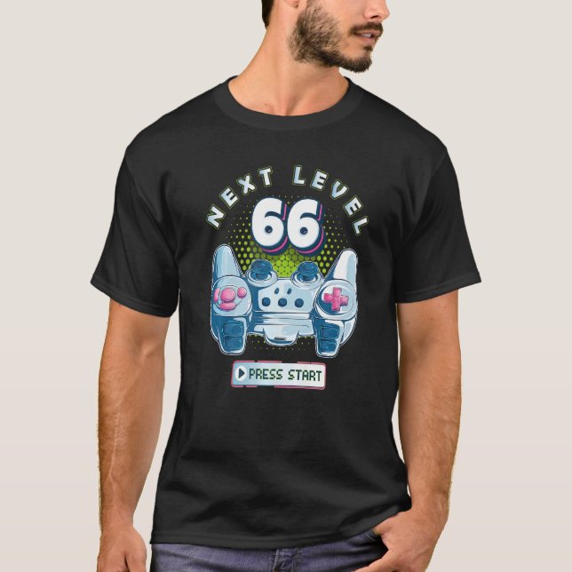 66 Birthday Gamer Next Level 66 Gaming Controller  T-Shirt (Front)
