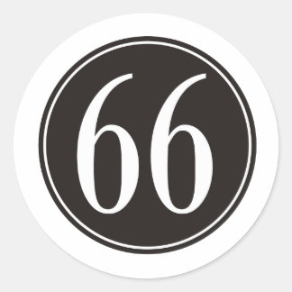 #66 Black Circle Classic Round Sticker