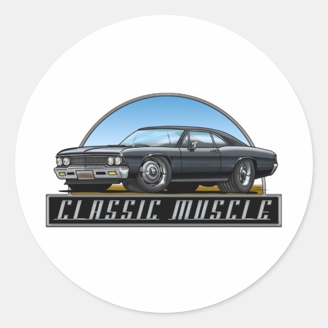 66 Chevelle Black Classic Round Sticker (Front)