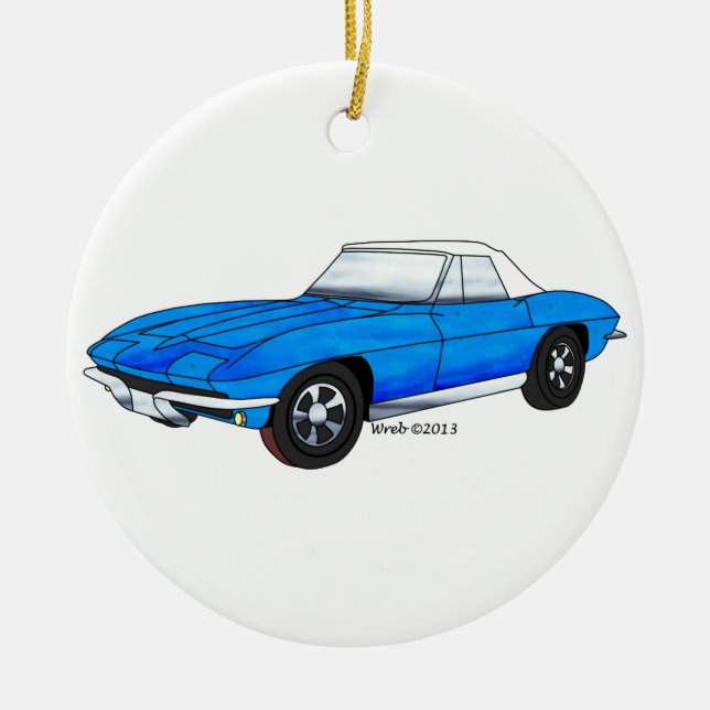 66 Corvette Roadster Ceramic Ornament (Front)