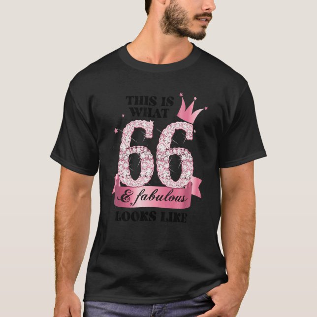 66 & Fabulous I Pink White Party Group Candid Phot T-Shirt (Front)