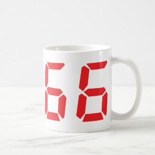 66 sixty-six red alarm clock digital number coffee mug