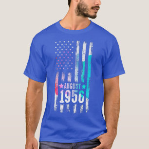 66 Year Old, August 1956 American Flag 66th Birthd T-Shirt