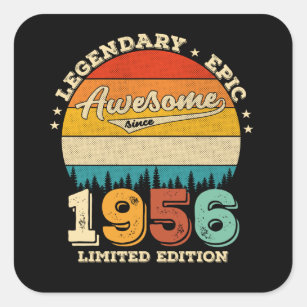66 Year Old Awesome Since 1956 66th Birthday Gift Square Sticker