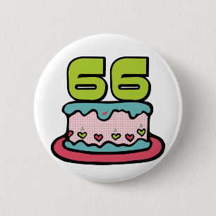 66 Year Old Birthday Cake 6 Cm Round Badge