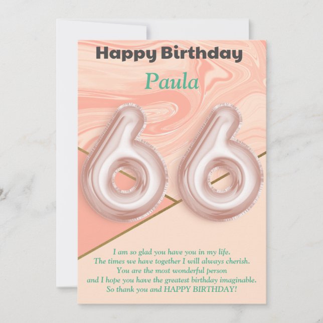 66 year old girls Happy Birthday card (Front)