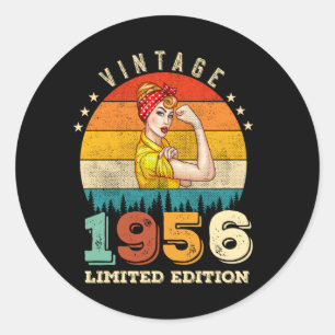 66 Year Old Women Bday 1956 Vintage 66th Birthday Classic Round Sticker