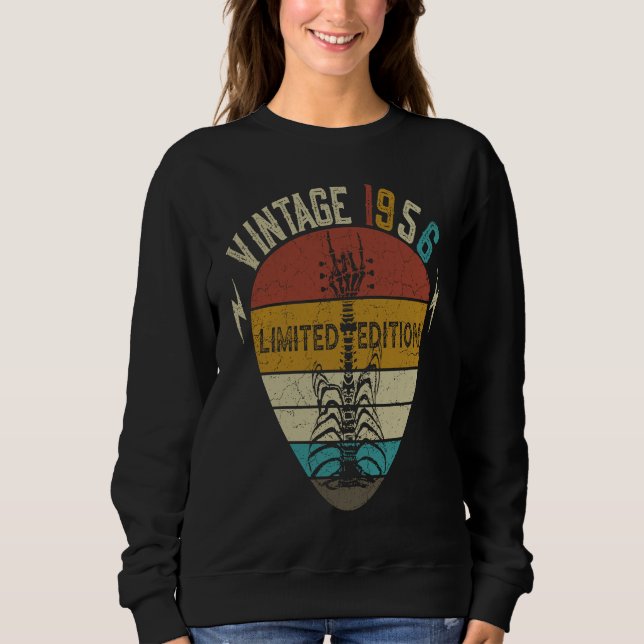 66 Years Old Guitar   Vintage 1956 Sweatshirt (Front)
