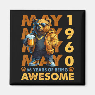 66th Birthday Bear Beer May 1960 Vintage 66 Years Magnet