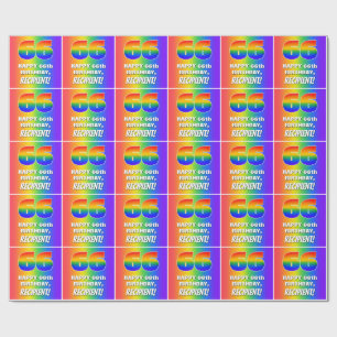 66th Birthday: Colourful, Fun Rainbow Pattern # 66 Wrapping Paper