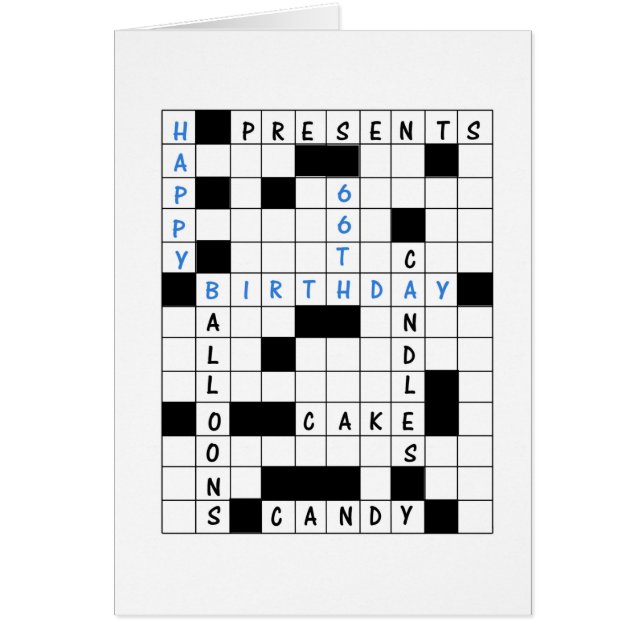 66th Birthday, Crossword Puzzle Birthday Card (Front)