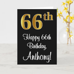 66th Birthday ~ Elegant Luxurious Faux Gold Look # Card