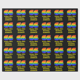 66th Birthday: Fun, Colourful Rainbow Inspired # 6 Wrapping Paper