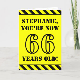 66th Birthday: Fun Stencil Style Text, Custom Name Card