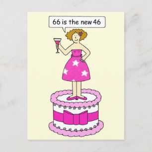 66th Birthday Humour 66 is the New 46 Cartoon Postcard