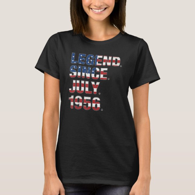 66th Birthday Legend Since July 1956 Usa Flag 66 Y T-Shirt (Front)