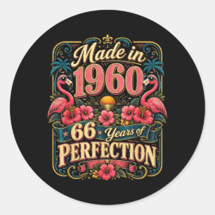 66th Birthday Made In 1960 Tropical Flamingo 66 Classic Round Sticker