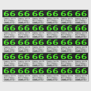 66th Birthday - Nerdy / Geeky Style "66" and Name Wrapping Paper
