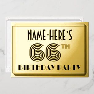 66th Birthday Party — Art Deco Style “66” & Name