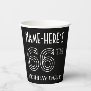 66th Birthday Party: Art Deco Style + Custom Name Paper Cups