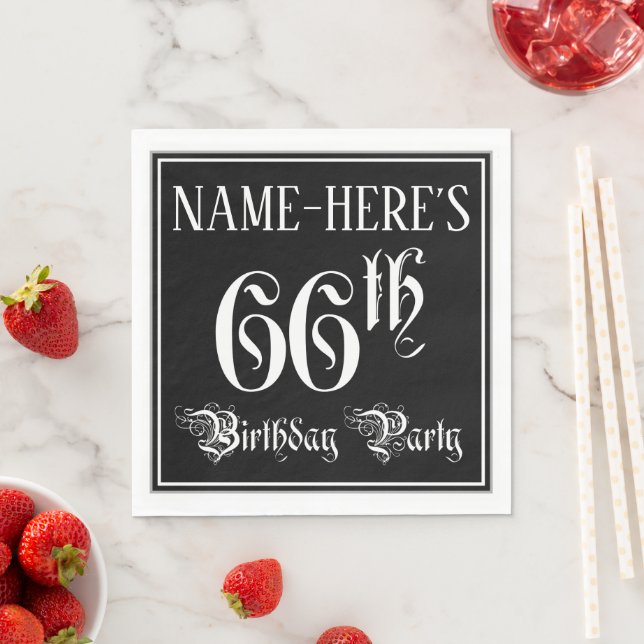 66th Birthday Party — Fancy Script + Custom Name Napkin (Insitu)