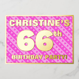66th Birthday Party — Fun Pink Hearts and Stripes