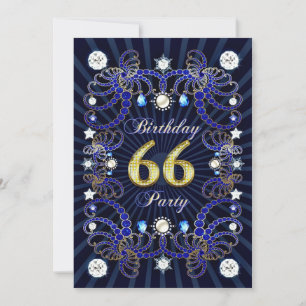 66th birthday party invite with masses of jewels