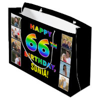 66th Birthday: Rainbow Text, Custom Photos & Name