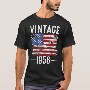 66th Birthday Usa Flag Vintage American Flag 1956 T-Shirt