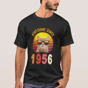 66th Birthday Vintage Cat Awesome Since 1956 T-Shirt