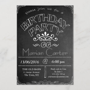 66th Chalkboard Birthday Celebration Invitation