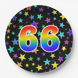 66th Event: Bold, Fun, Colourful Rainbow 66 Paper Plate
