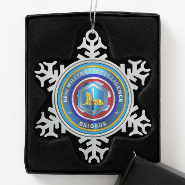 66th Military Intelligence Brigade   Snowflake Pewter Christmas Ornament (Box)