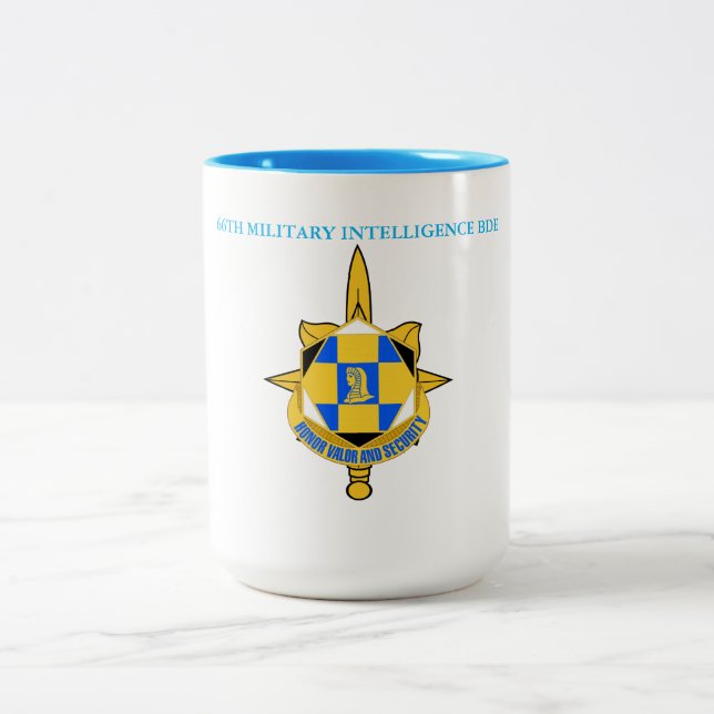 66TH MILITARY INTELLIGENCE BRIGADE  Two-Tone COFFEE MUG (Center)