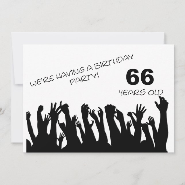 66th party invitation with cheering crowds (Front)