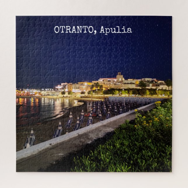 676 pieces Personalised Otranto by night, Apulia, Jigsaw Puzzle (Vertical)