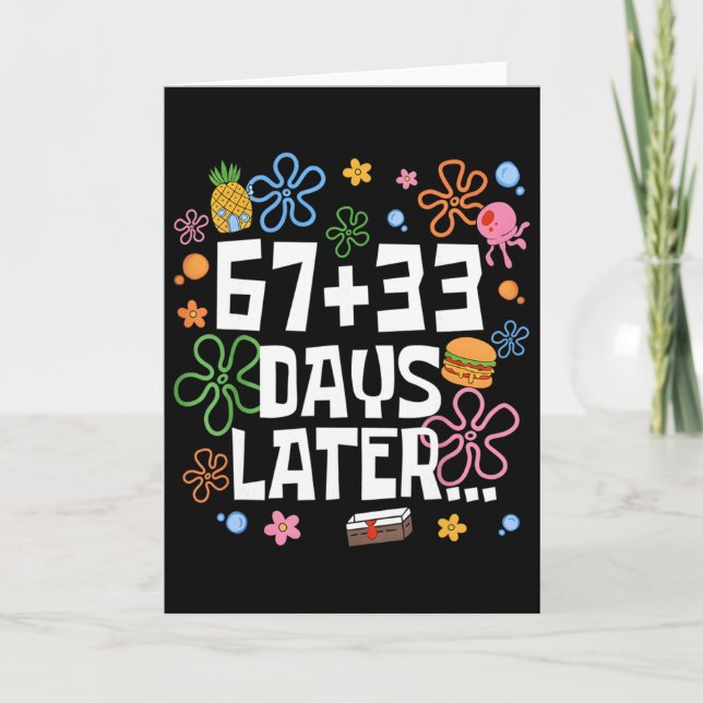 67+33 Days Later 100 Days Of School Teacher Six Se Card (Front)