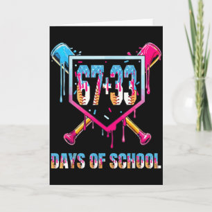 67+33 Days Of School Boys Baseball Drip 100th Day Card