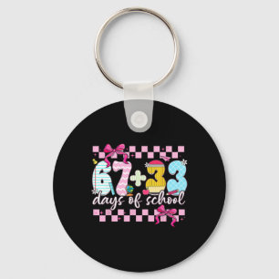 67 + 33 Days Of School Cute Coquette Bow Girl Kid Key Ring