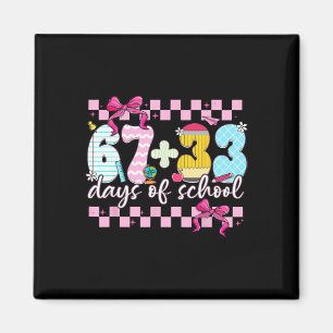 67 + 33 Days Of School Cute Coquette Bow Girl Kid Magnet