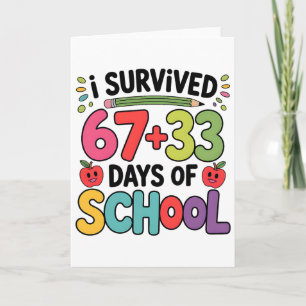 67+33 School Math Equation Funny 100th Day Of Scho Card