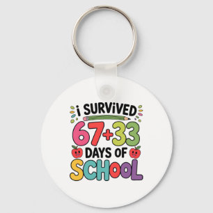 67+33 School Math Equation Funny 100th Day Of Scho Key Ring