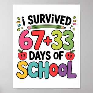 67+33 School Math Equation Funny 100th Day Of Scho Poster