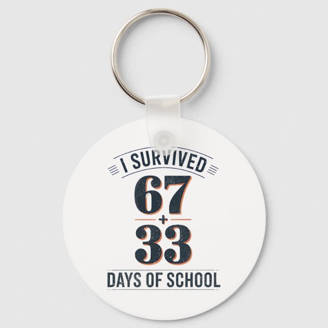 67+33 School Math Equation Retro 100th Day Of Scho Key Ring (Front)