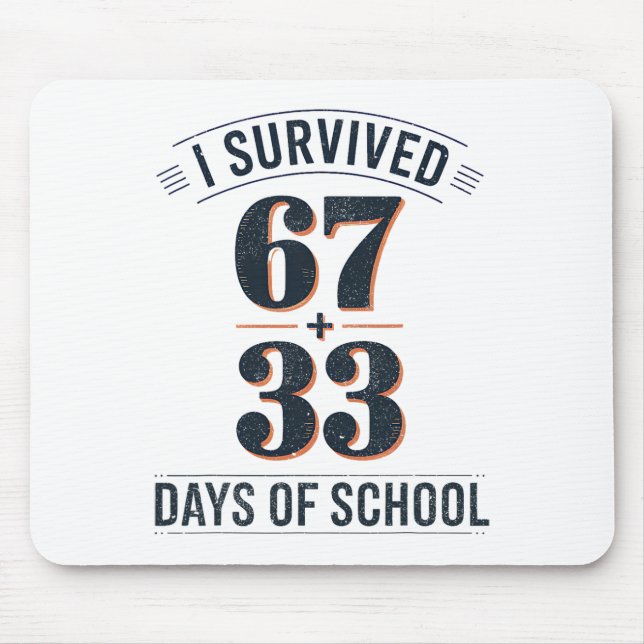 67+33 School Math Equation Retro 100th Day Of Scho Mouse Pad (Front)