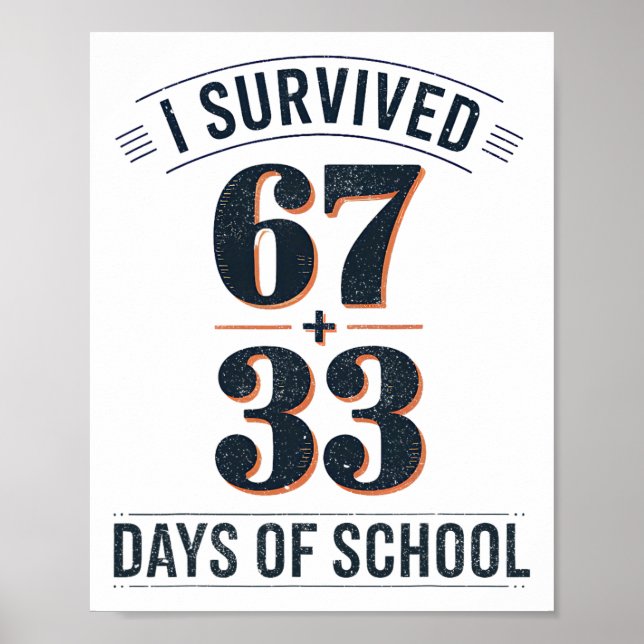 67+33 School Math Equation Retro 100th Day Of Scho Poster (Front)