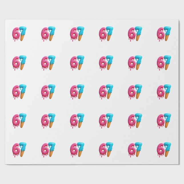 67, 6-7 meme, 6 7 funny, 67 christmas wrapping paper (Flat)